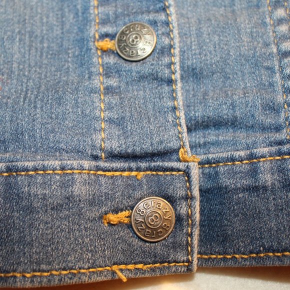 Girl's CRAZY 8 Sz 14-16 XL Denim Blue Jean Jacket - Picture 4 of 13